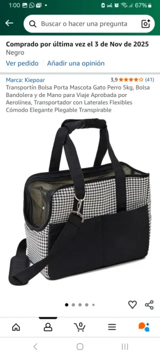 Bolso Transportín perro Pequeño/Mediano. Nuevo.
