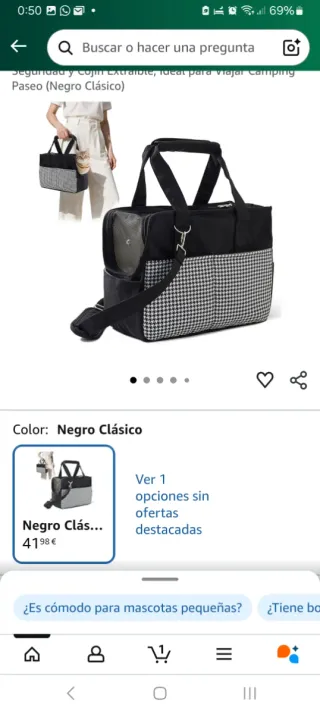 Bolso Transportín perro Pequeño/Mediano. Nuevo.