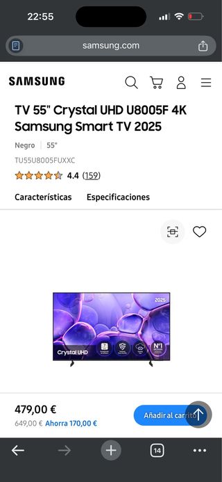 Samsung TV 55 2025 Crystal UHD U8000F