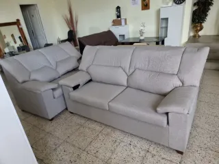 Conjunto Sofás Bali 3+2 Tela Beige/Marrón