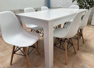 Mesa comedor blanca + 4 sillas