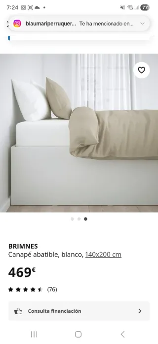 Canapé abatible Ikea Brimnes