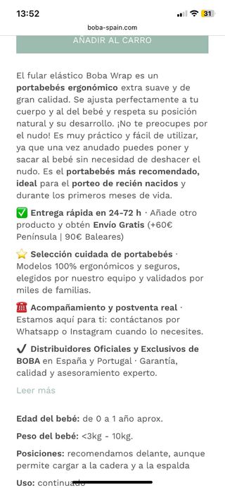 Fular elástico portabebé Boba Wrap Black