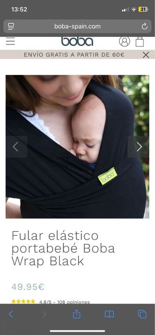 Fular elástico portabebé Boba Wrap Black