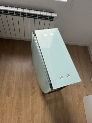 Mesa extensible cristal + 4 sillas