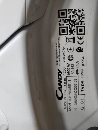 Lavadora Candy RO1284DWME/1-S Carga Frontal