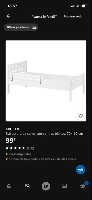 Cama infantil blanca Ikea