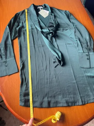 Vestido H&M satén verde botella Talla S