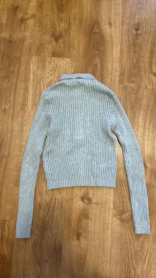 Brandy Melville Top Manga Larga Gris Talla Única