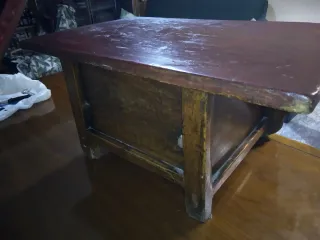 Mesa baja madera lacada roja y negra