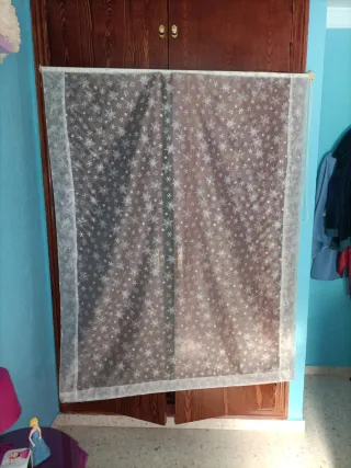 Cortinas y Estor Frozen Azul y Plateado