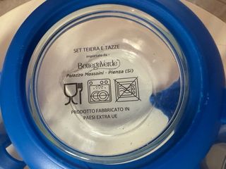 Set teiera con 4 tazze in vetro e silicone