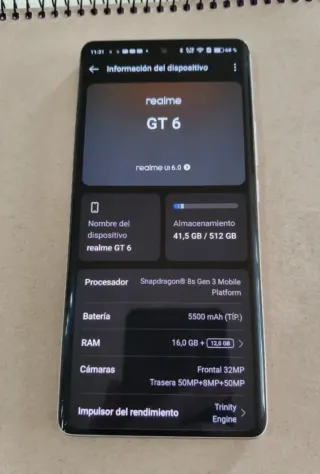 Realme GT6 512GB Plata