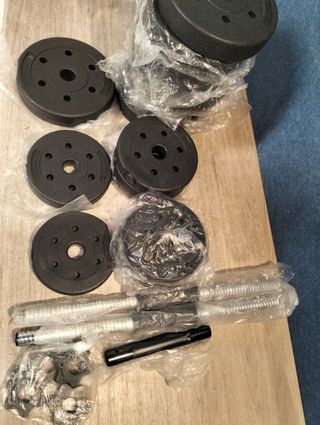 SONGMICS Mancuernas 2 en 1, Juego de Barra Corta