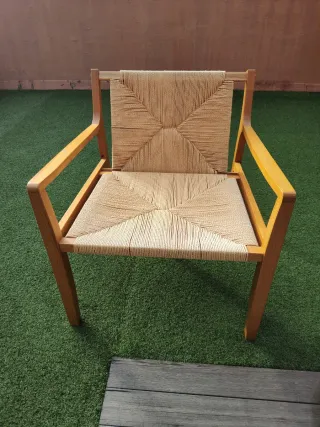 Sillón madera (pino) y mimbre 2022