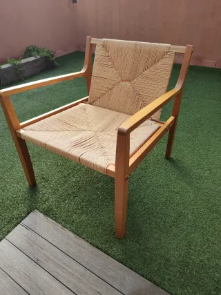 Sillón madera (pino) y mimbre 2022