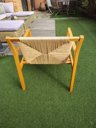 Sillón madera (pino) y mimbre 2022