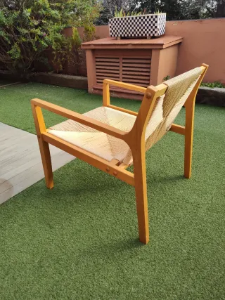 Sillón madera (pino) y mimbre 2022