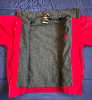Cazadora impermeable de tabajo roja y gris