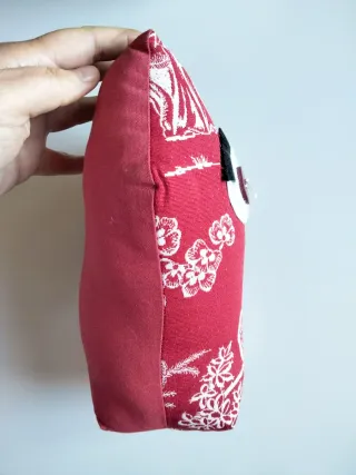 Gufo fermaporta in stoffa rosso e bianco