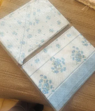 Lenzuola matrimoniali cotone blu e bianco