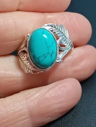 Anillo Plata Ley Turquenita,talla 23,5 mm