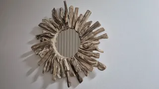 Espejo Sol Madera y Cristal