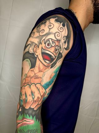 anime tattoo color y blanco y negro