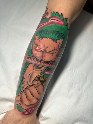 anime tattoo color y blanco y negro