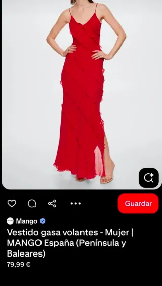 Vestido Mango Rojo Largo
