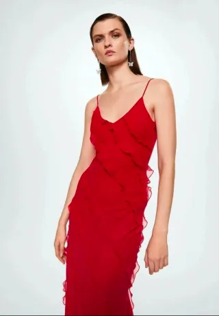 Vestido Mango Rojo Largo