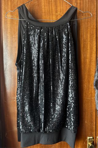 Blusa negra lentejuelas sin mangas