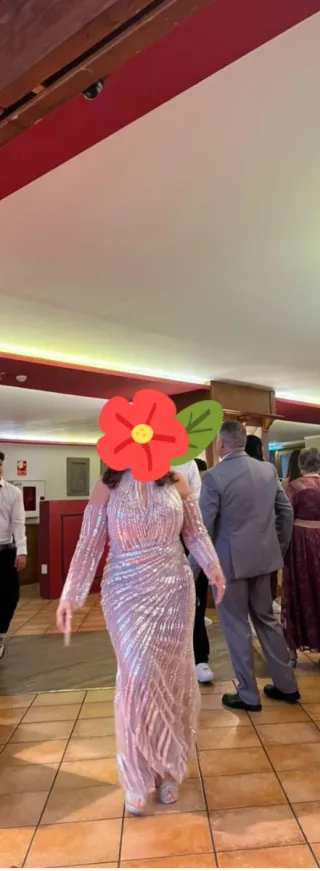 Vestido de fiesta plateado talla M y L