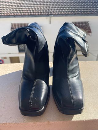 Botines tacón polipiel negros talla 41