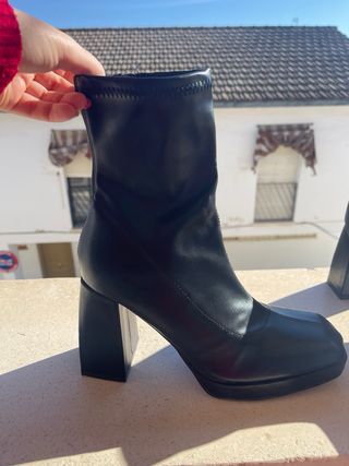 Botines tacón polipiel negros talla 41