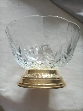 Centro de mesa cristal tallado , dorado