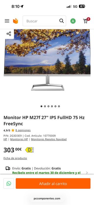 Pantalla Monitor HP Blanca