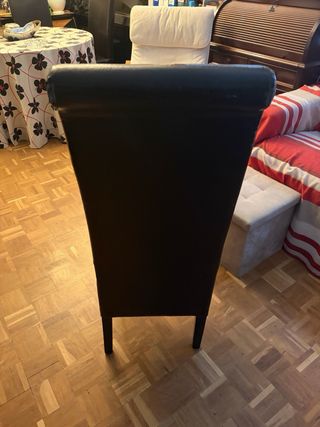 6 Sillas de comedor de piel negras