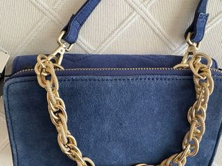 Bolso Zara piel azul bandolera