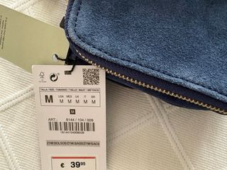 Bolso Zara piel azul bandolera