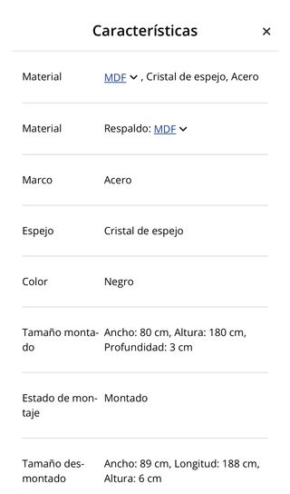 Espejo cuerpo entero STUDSTRUP negro 80x180 (JYSK)