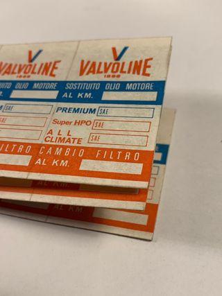 Adesivi tagliando, cambio olio - Valvoline