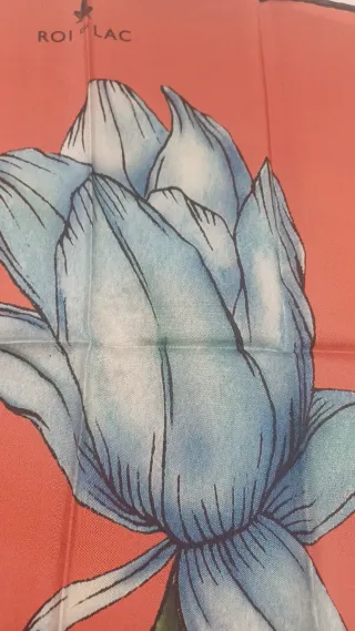 Foulard Roi du Lac fiore blu e arancio