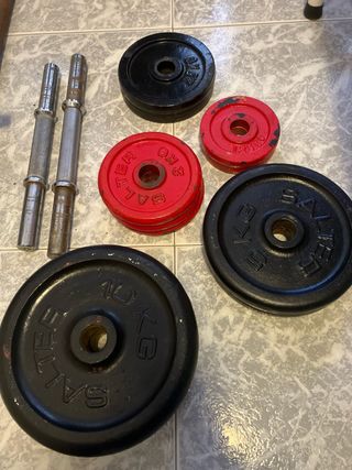 Set de gimnasio: Mancuernas y discos
