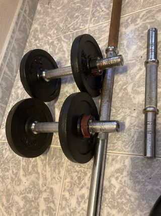 Set de gimnasio: Mancuernas y discos