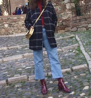 Abrigo cuadros Mango Talla S