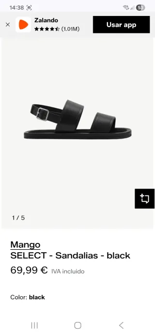 Sandalias Mango Unisex Negras