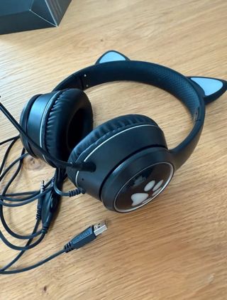 Cuffie gaming nere con orecchie da gatto