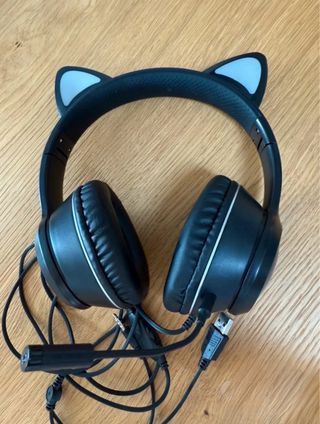 Cuffie gaming nere con orecchie da gatto