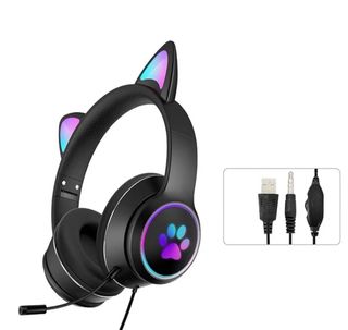 Cuffie gaming nere con orecchie da gatto